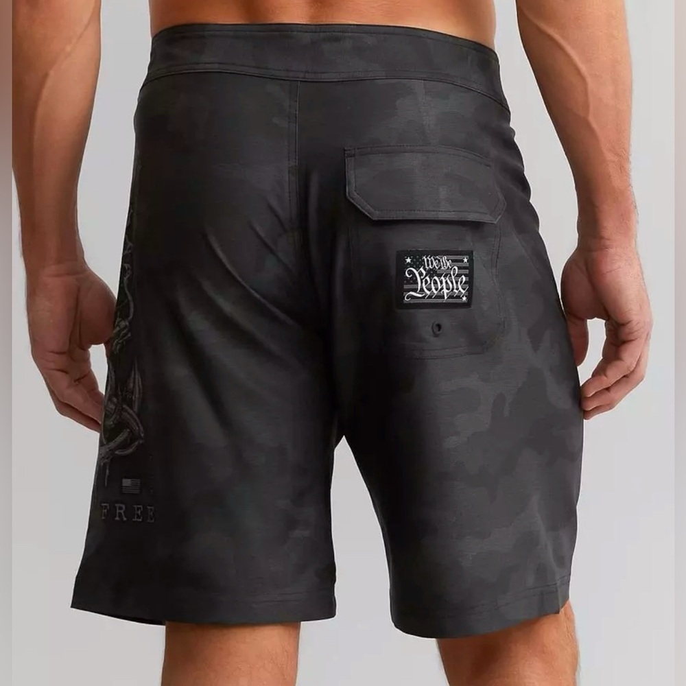 Howitzer Skull Flag Camo Boardshorts Size 40 Patriot Military Stretch Patriot - Picture 2 of 15